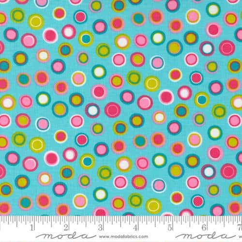 Sweet and Plenty Multi Dots Blue Razz Aqua Fabric Yardage