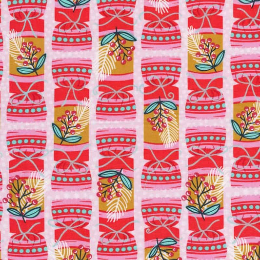 Winter Wonderland Winter Crackers Pink Fabric Yardage