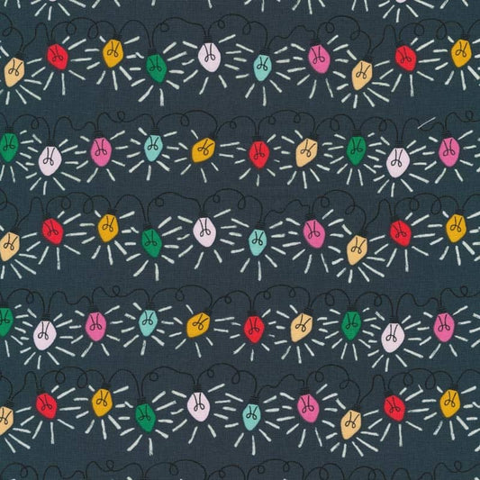 Winter Wonderland Celebration Lights Grey Fabric Yardage