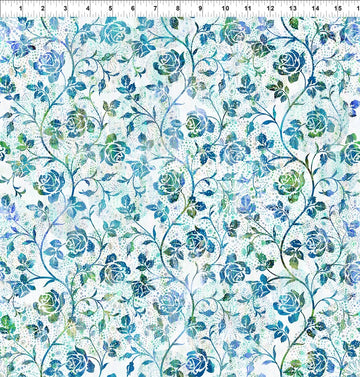 Halcyon II Blue Roses Fabric Yardage