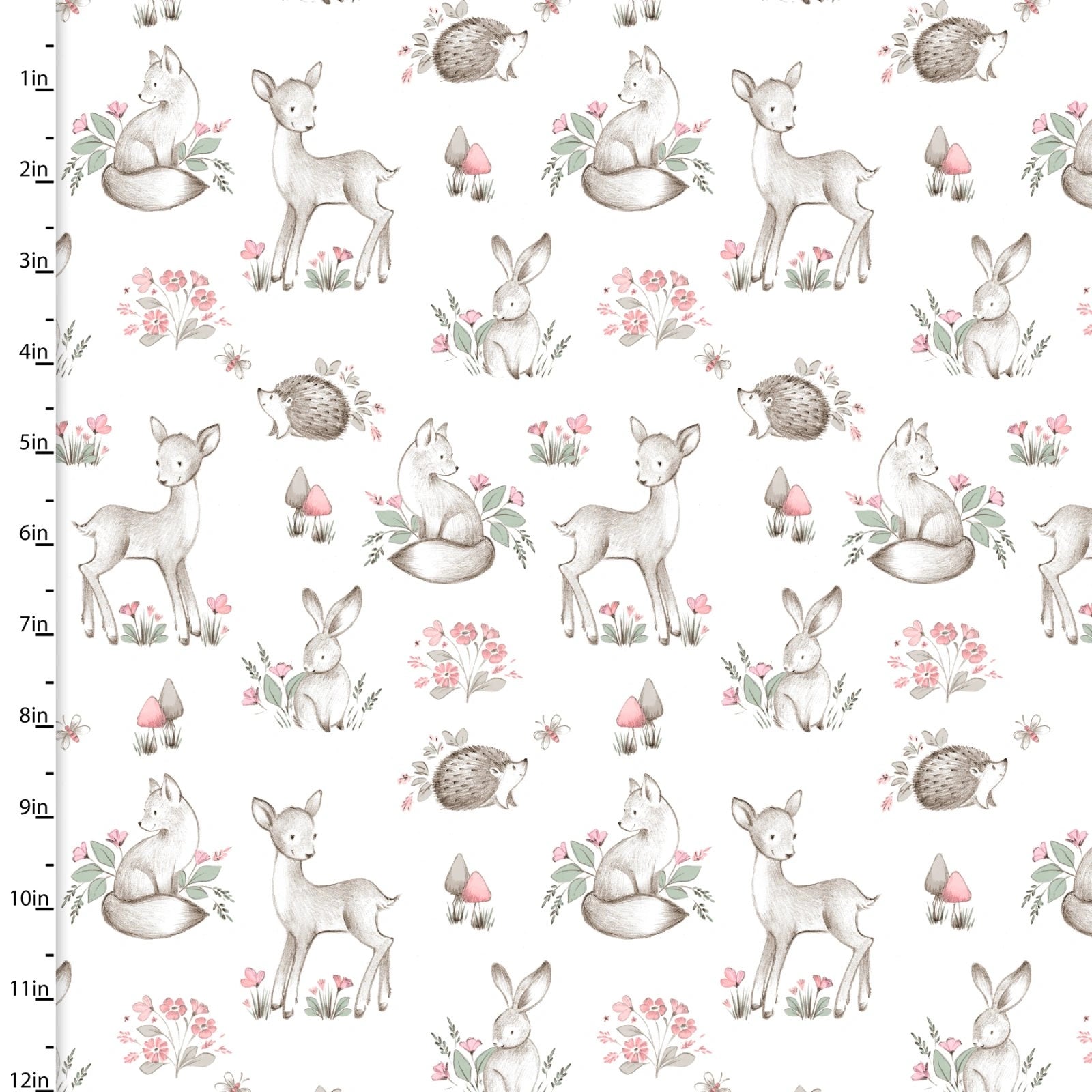 Sweet Woodland White Woodland Cuddle Crew Fabric Yardage