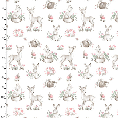 Sweet Woodland White Woodland Cuddle Crew Fabric Yardage