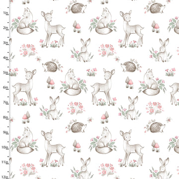 Sweet Woodland White Woodland Cuddle Crew Fabric Yardage