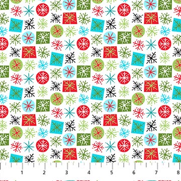 Extreme Santa Snowflakes Multi Fabric Yardage