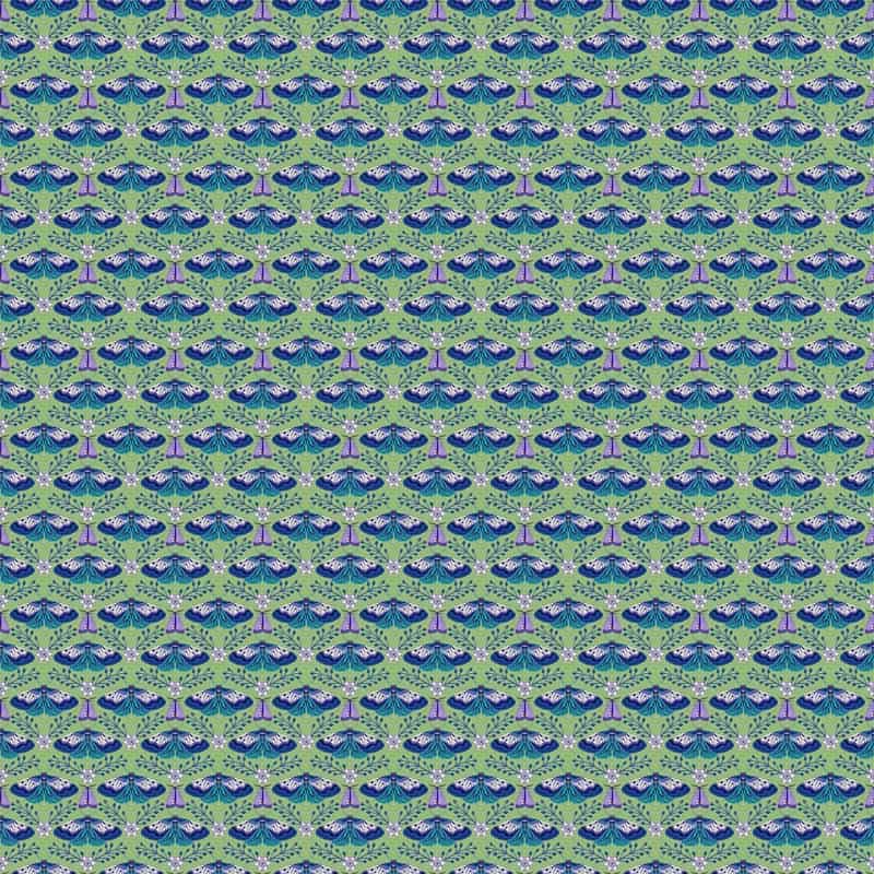 Water's Edge Green Moth Fabric Yardage