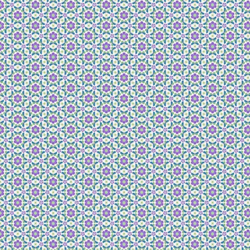 Water's Edge Kaleidoscope Butterflies Purple on White Fabric Yardage