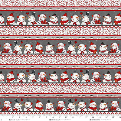 Snow Folks Multi Snowman Stripe Fabric Yardage