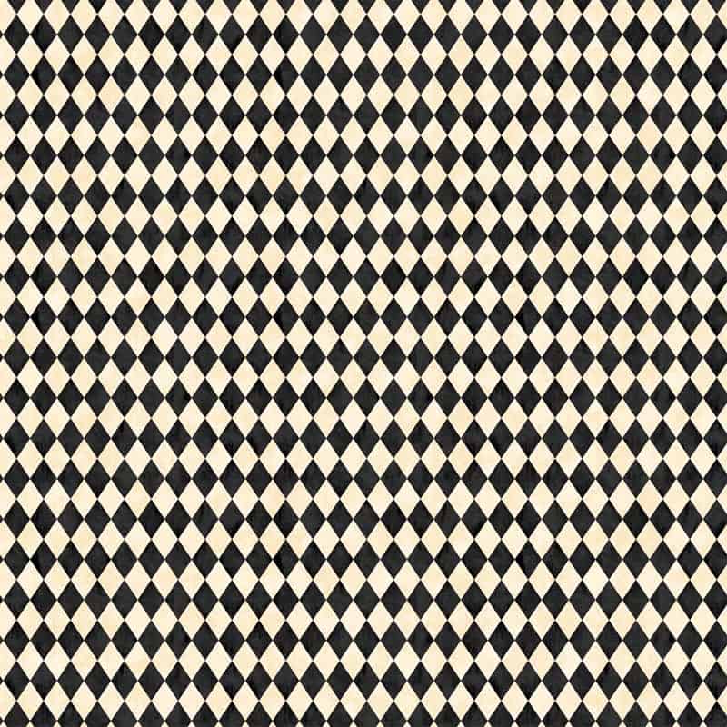 Hallow's Eve Harlequin Black and Cream Fabric Yardage