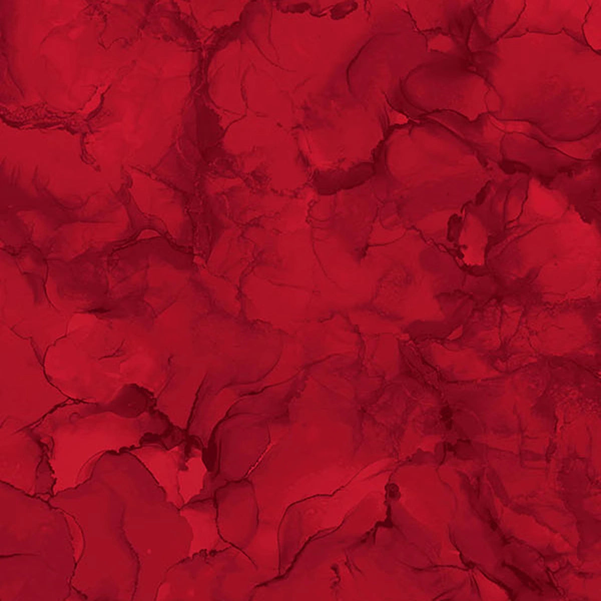 Mirage Cardinal Fabric Yardage by Northcott features a bright red marbled texture with flowing, organic patterns and deep, overlapping shades—ideal abstract style for quilting cotton projects.
