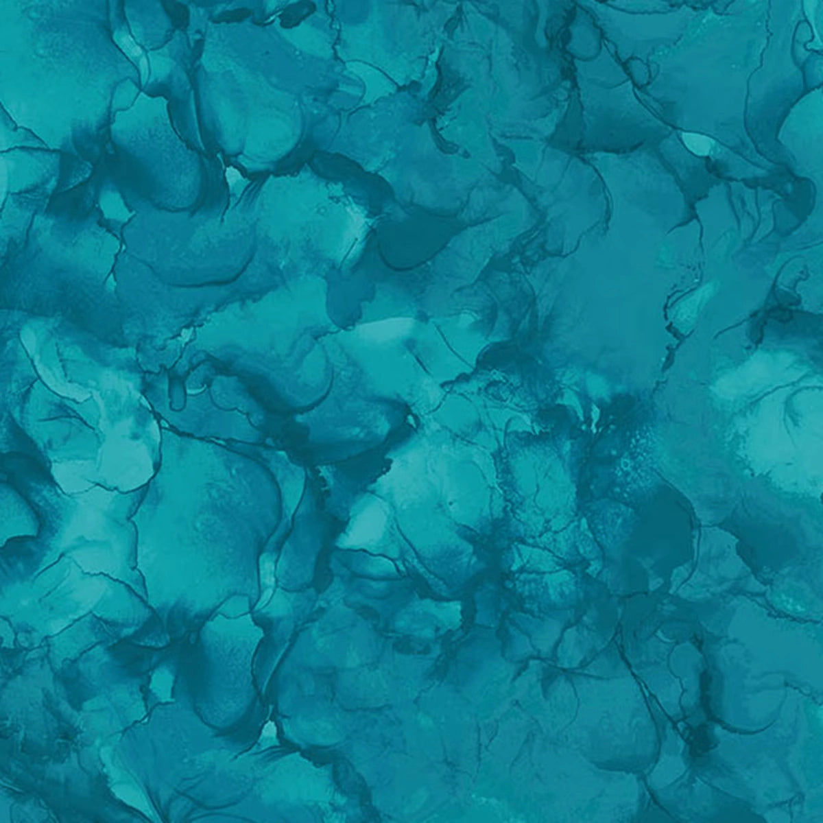 Mirage Adriatic Fabric Yardage by Northcott features abstract teal watercolor textures with fluid, wavy blue and green patterns—ideal for quilting cotton projects needing a marbled, organic look.