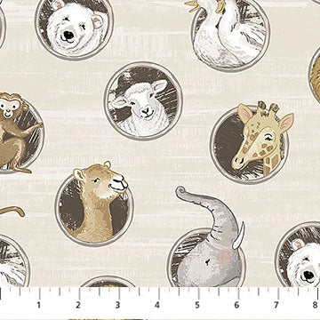 Two by Two Light Taupe Porthole Toss Fabric Yardage