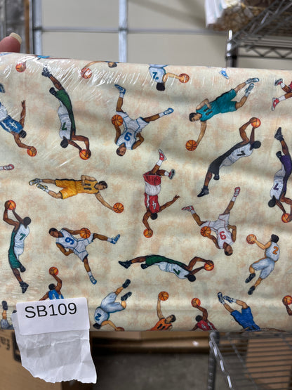 Slam Dunk Cream basketball quilting fabric short bolt