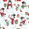 Holly Jolly White Multi Snowmen Fabric Yardage - quilt fabric for sewing and quilting projects