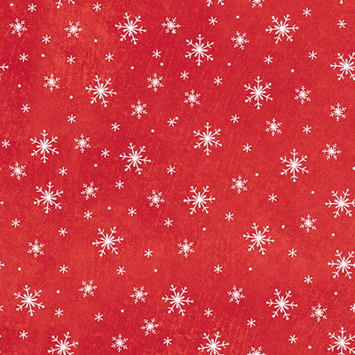 Holly Jolly Red Snowflake Fabric Yardage