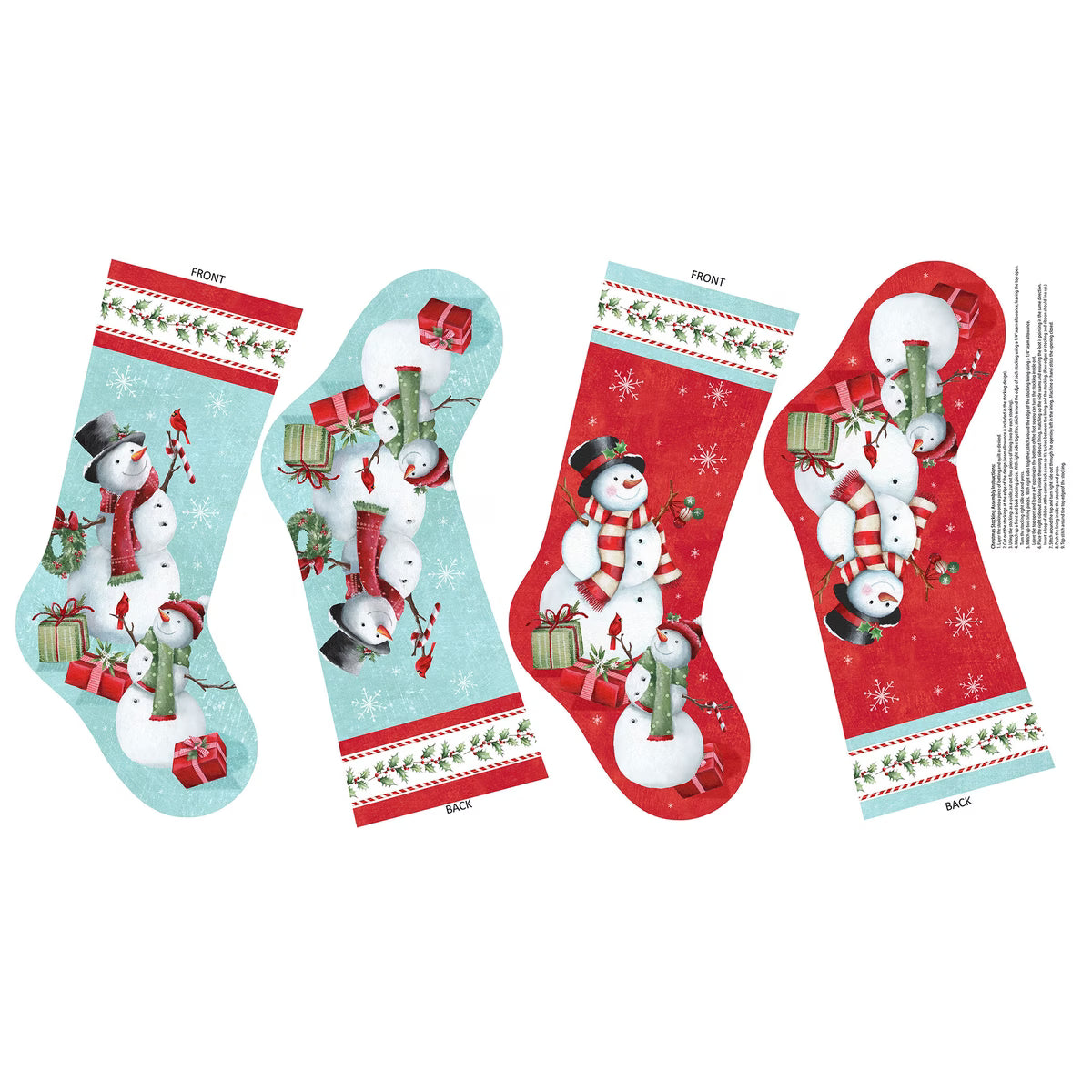 Holly Jolly White Multi Stocking 24" Panel - quilt fabric panel for quilting projects