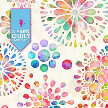Got Your Back Cream Circle Medallion 108" Wide 3 Yard Quilt Fabric Back Pack - wide quilt backing fabric for longarm quilting