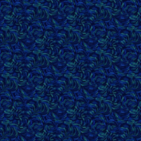 Starry Night Dark Blue Multi Brushstroke fabric yardage