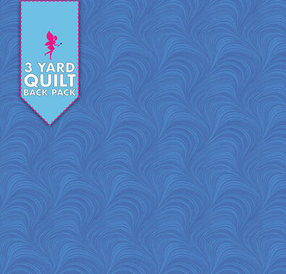 Image of Wave Texture - Medium Blue 108" Wide 3 Yard Quilt Fabric Back Pack