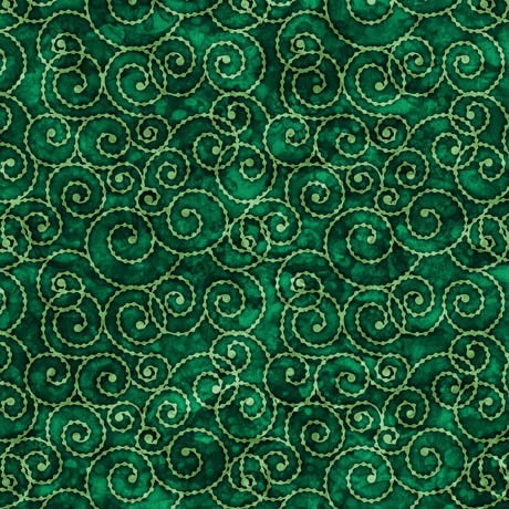 Christmas Party Animals Evergreen Scroll Fabric Yardage - quilt fabric for sewing and quilting projects