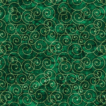 Christmas Party Animals Evergreen Scroll Fabric Yardage - quilt fabric for sewing and quilting projects