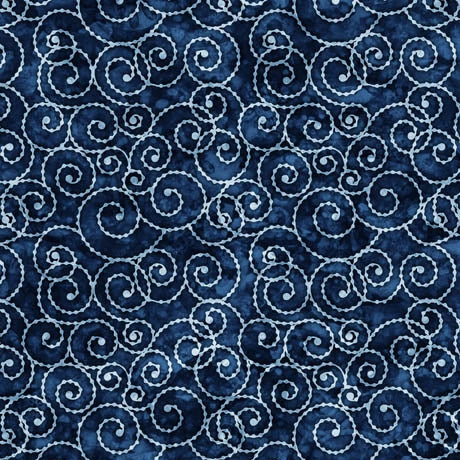 Christmas Party Animals Navy Scroll Fabric Yardage - quilt fabric for sewing and quilting projects
