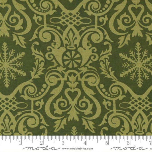 Peppermint Bark Pine Christmas Damask Fabric Yardage