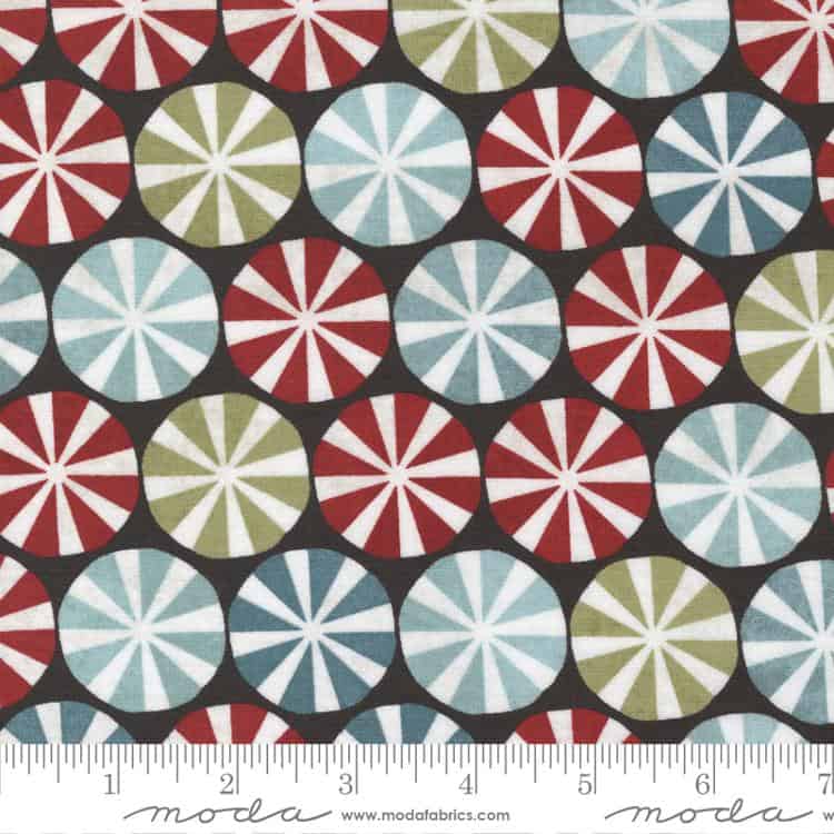 Peppermint Bark Black Dots Candy Fabric Yardage