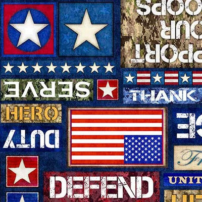 Patriot Text Multi 108" Wide Quilt Fabric Backing