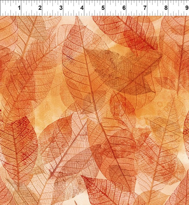 Reflections of Autumn II Orange Leaves Fabric Yardage