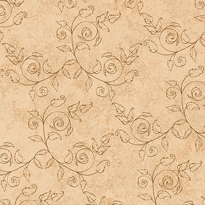 Cornucopia Harvest Tan Delicate Scroll Fabric Yardage