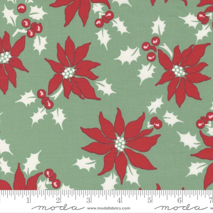 Holly Jolly Holly Poinsettia Fabric Yardage