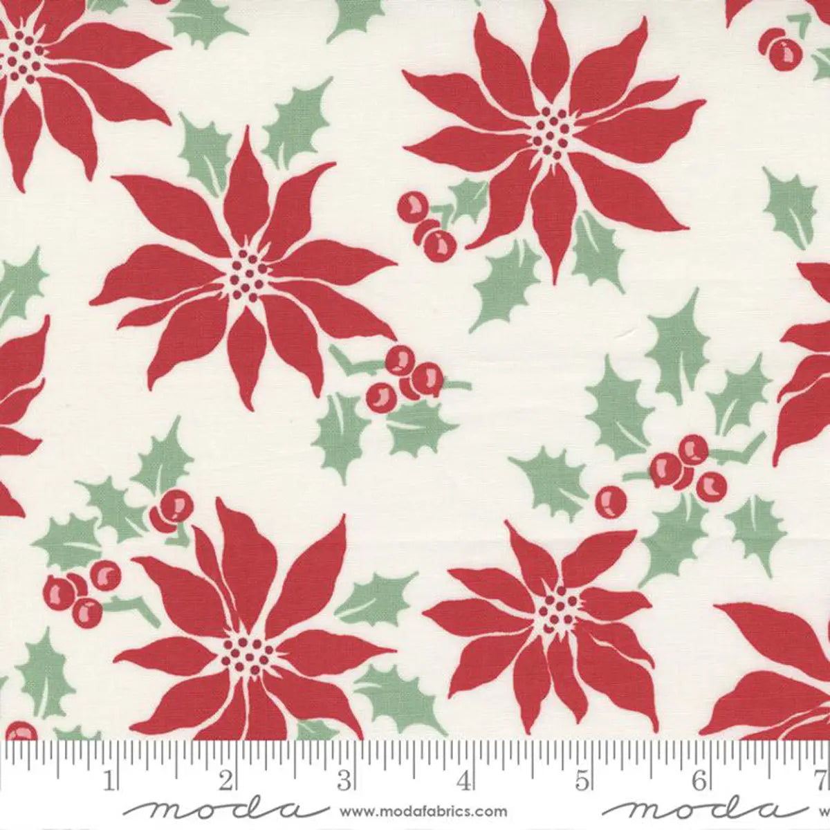 Holly Jolly Snow Poinsettia Fabric Yardage