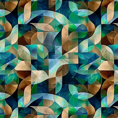 Solstice Teal Kaleidoscope Geo Fabric Yardage