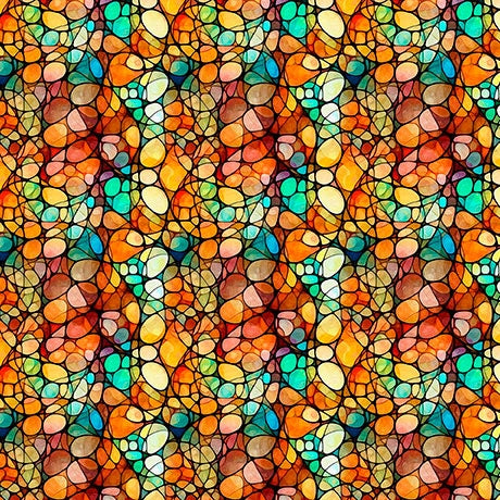 Solstice Orange Kaleidoscope Fabric Yardage - quilt fabric for sewing and quilting projects