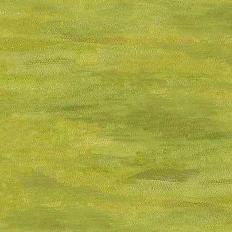Blooming Bouquet Olive Watercolor Texture Blender Fabric Yardage by QT Fabrics features a blended green and yellow painterly design, ideal for quilting cotton projects with grassy or mossy appeal.
