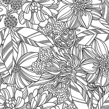 Garden At Twilight White Stencil Floral Fabric Yardage - quilt fabric for sewing and quilting projects