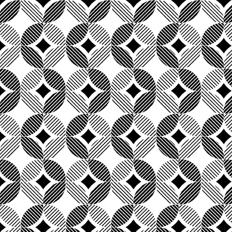 Garden At Twilight White Circle Geo Fabric Yardage - quilt fabric for sewing and quilting projects