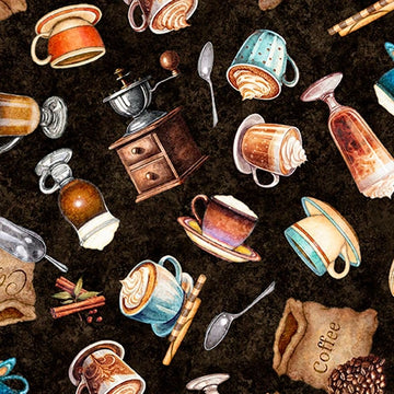 Grab Bag Season 3 Coffee Coffee Toss Fabric Yardage - quilt fabric for sewing and quilting projects