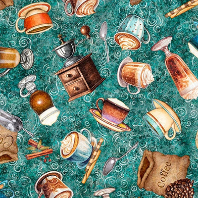 Grab Bag Season 3 Dusty Teal Coffee Toss Fabric Yardage