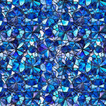 Seaborne Backing Kit Mosaic Blooms Blue - wide quilt backing fabric for longarm quilting