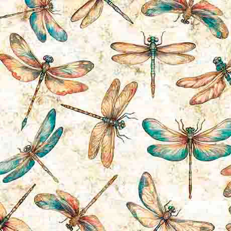 Serenity Oatmeal Dragonflies 108" Wide Quilt Backing Fabric - image 1 - wide quilt backing fabric for longarm quilting