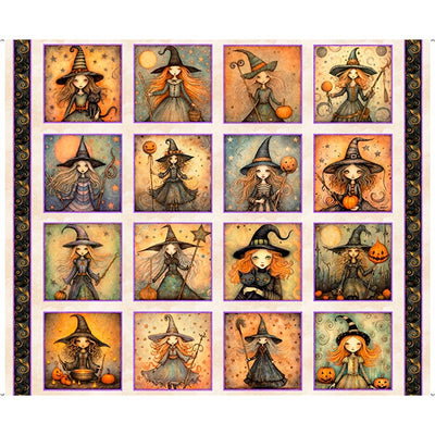 Witchypoo Tan Witch Picture Patches Panel 36" x 43"