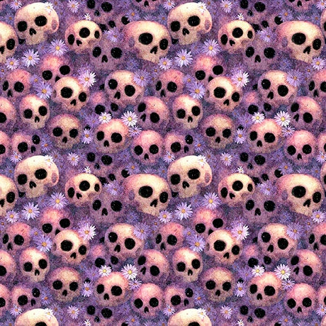 Witchypoo Purple Skulls Fabric Yardage - quilt fabric for sewing and quilting projects
