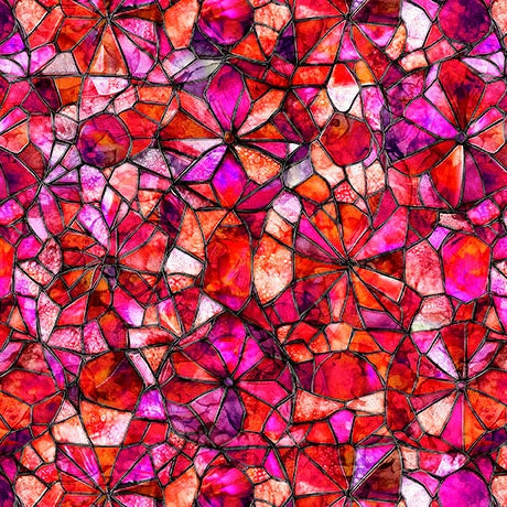 Lumenique Strawberry Mosaic Fabric Yardage - quilt fabric for sewing and quilting projects