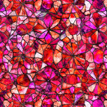 Lumenique Strawberry Mosaic Fabric Yardage - quilt fabric for sewing and quilting projects
