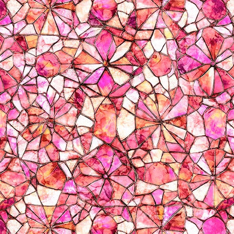 Lumenique Pink Mosaic Fabric Yardage - quilt fabric for sewing and quilting projects