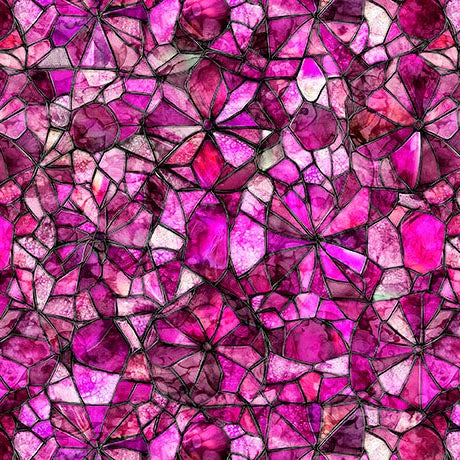 Lumenique Fuchsia Mosaic Fabric Yardage - quilt fabric for sewing and quilting projects