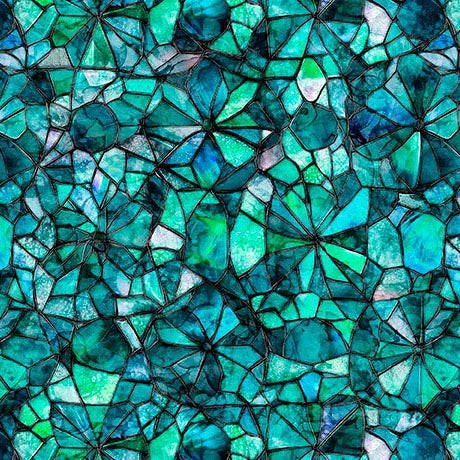 Lumenique Lagoon Mosaic Fabric Yardage - quilt fabric for sewing and quilting projects