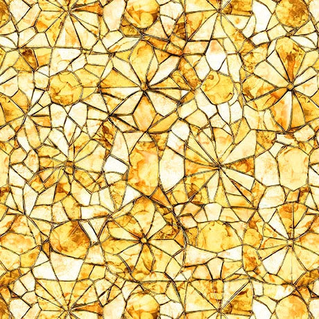 Lumenique Yellow Mosaic Fabric Yardage - quilt fabric for sewing and quilting projects