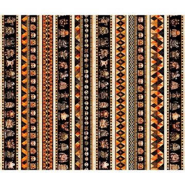 A Haunting We Will Go Multi Halloween Monsters Border Stripe Fabric Yardage - quilt fabric for sewing and quilting projects